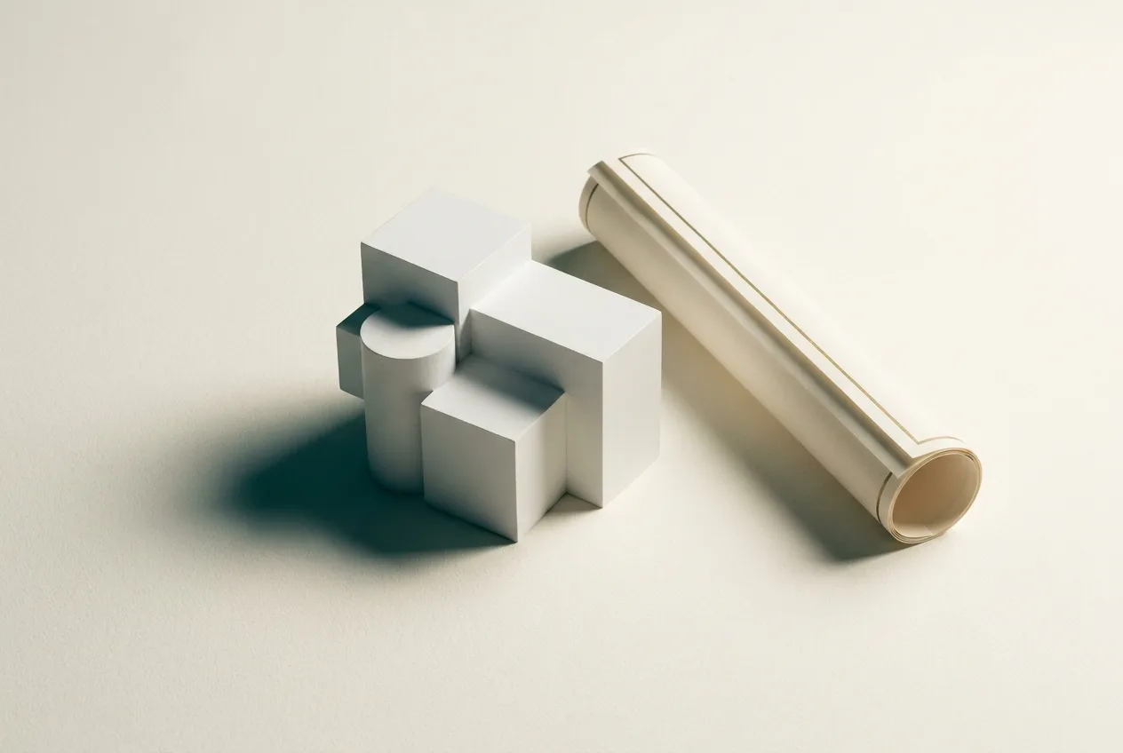 A minimalist still life of geometric shapes represents the Engineering and Related Technologies field in the AHEG Resources.