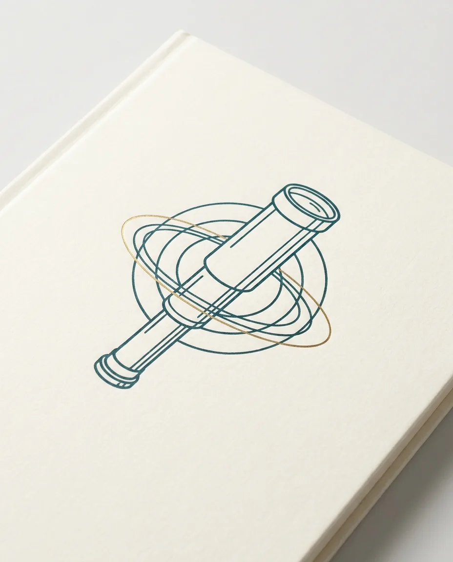 A notebook with a telescope design is part of the research resources available from AHEG Resources.